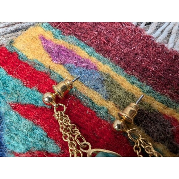 Vintage Gemstone Nugget Earrings - Picture 7 of 9